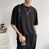 High-quality Ice Silk T Shirts for Men Short Sleeve Summer Half-high Collar Top Loose Korean Fashion Harajuku Mens T Shirts