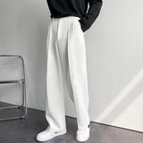 White Suit Pants Men Fashion Society Mens Black Dress Pants Korean Casual Loose Wide Leg Pants Mens Office Formal Trousers