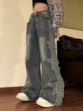 Spring New Star Design Jeans Women Fashion Vintage All-match Wide Leg Pants Women Loose Hip-hop Woman Trousers