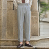 New Business Men Luxury Naples Suit Pants Casual Premium Striped Gentleman Dress Pants Commercial Parisian Style Chic Trouser