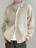 Knitted Cardigan Men Simple Lazy Style All-match Warm Lapel Sweaters Casual Design Ulzzang Handsome Soft Outwear High Street Ins