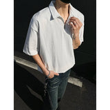 Mens tshirt Loose Fit Half Zip Polo Collar Solid Color Summer T Shirt New Casual  Sports Comfortable Daily Basic Top