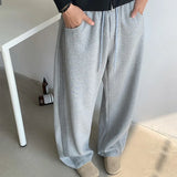 Winter New Men's Tie-dye Fleece Casual Pants Side Striped Wide Leg Straight Sweatpants Neutral High-quality Long Baggy Trousers