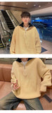 American autumn and winter men and women trendy personality lazy style zipper lapel couple loose knit pullover sweater harajuku