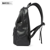 Classics Black Fashion Men PU Leather 15.6inch Laptop Backpack Waterproof Casual Travel Teen Boy School Bags Large Bookbag Male