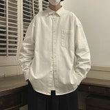New Men Luxury Korean Style Shirts Casual Long Sleeve Drapped Solid Color Button-down Cardigan Fashion Japanese Blouse 2025 New