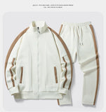 2025 Fall Casual Sports Set men 2 Piece Lapel Jacket Straight Leg Elastic Waist Pants Outdoor Activewear Hoodie Sweatpants