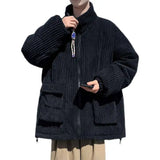 Korean style autumn and winter men and women trendy personalized corduroy jacket for couples loose retro Harajuku casual top y2k