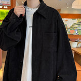 2025 Autumn Winter New Mens Long Sleeve Casual Corduroy Shirt Square Collar Loose Fit Classic Fashion Trendy Outdoor Comfort