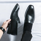 Ripe young men's simple genuine leather loafers elegant business fashion black formal luxury one foot casual office shoes
