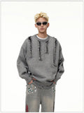 Autumn and Winter Trendy Personalized Hip Hop Round Neck Sweater American Couple Loose Retro Casual Knitted Harajuku Top y2k
