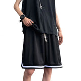 Board Shorts Men Summer Loose Straight Joggers Knee-length Casual Striped Design All-match Daily Cool Thin Japanese Male Basic