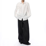 Dark Style Niche Design Shirt Pleated High-End Shirt Autumn New Japanese Harajuku Style Solid Color Casual Y2k Tops For Men