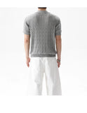 New Trendy Jacquarded Men Polo Shirt Light Luxury Casual Business Solid Color Knitted Short Sleeve T-shirt Fashion Stretchy Tops