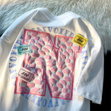 American Trendy Sweet Cool Hot Girl Couple Outfits Loose Versatile Lazy Retro Cotton Short-sleeved T-shirt Men Women Aesthetic