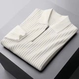 Men's Autumn Winter Fashion Casual Solid Color Pullover POLO Neck Half Zip Versatile Long Sleeve Slim Fit Sweater Knitted Tops