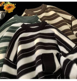 American autumn and winter high street men and women trendy lazy style round neck knitted sweater couple loose casual sweater