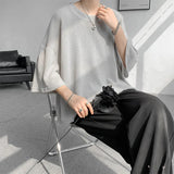 Base shirt Men Summer Oversized Half Sleeve T-Shirt Semi Transparent Perforated Breathable Streetwear Casual Comfort Tee