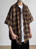 New American Shirt Men's Summer Trend Brand Trendy Short Sleeve Plaid Men's Shirt Casual TOP
