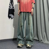Spring and Autumn American Men and Women Trendy Personalized Straight Tube Washed Jeans Couple Loose Retro Wide Leg Casual Pants