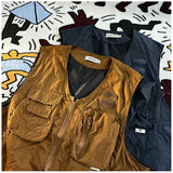 American Outdoor Multi-function Short Vest Jacket Basic Commuting Versatile Vest Cityboy Workwear Waistcoat Aesthetic Urban Chic