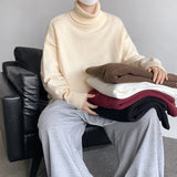2025 New Autumn Men Turtle Neck Sweater Unisex Casual Loose Fit Trendy Knitted Top Pullovers Outwear Clothing Oversized M-3XL