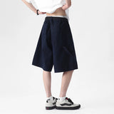 Summer Back Ribbon Design Casual Shorts Simple Loose Fit Male Solid Color New Fashion Men's Bottoms 2025 Pants