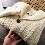 Men's Cardigan Sweater Autumn Winter Thickened Casual Coat Solid Color Long Sleeves Single-breasted Pockets Knitted Sweaters