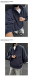Jacket Mens Casual Jacket Solid Stand Collar Loose Fit Zipper Autumn Coat Ribbed Cuffs Relaxed Outerwear