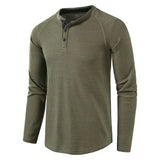 Autumn And Winter New Men's T-shirt Europe And The United States Men's Solid Color Long Sleeve Undershirt Henry Shirt Men