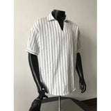 Men Slim Fit Striped Polo Collar T-Shirt Summer Casual Breathable Cotton Comfortable Fashion Tee Shirt Top Striped Mens Clothing