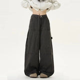 American high street trend retro men and women workwear straight leg jeans autumn new loose couple wide leg casual pants y2k