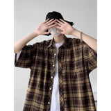 New American Shirt Men's Summer Trend Brand Trendy Short Sleeve Plaid Men's Shirt Casual TOP