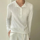 American Street Fashion Simple Slim Fit Solid Color Knitted Long-Sleeved Shirt Mens Design Lazy Casual Slim Fit Bottoming Shirt