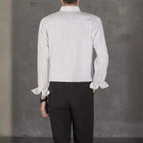 New Naples Business Men Shirts Light Luxury Textured Lapel Striped Long Sleeve Cardigan Leisure Premium Commuter Blouse S-4XL