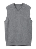 New Popular Preppy Style Men Sweater Vest Casual Knitted Streetwear Solid Color V Neck Waistcoat Leisure High Quality Knitwear