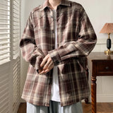 2025 Spring New Casual Plaid shirt Men's Loose Streetwear Long-sleeved Shirt Retro Shirts Men Classic American style shirt