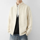Autumn Men's Korean Zipper Cardigan Jacket Casual Stand Collar Solid Color Long Sleeve Sweater Premium Quality Knitted Outerwear