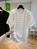 Light Luxury High-end Niche Texture T-shirt Men's Summer Handsome Short-sleeved Loose Fashionable Casual Bubble Yarn Top Chic
