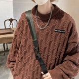 Autumn and winter high street men and women Korean style trend lazy style round neck sweater couple loose retro casual knitted