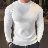 New American Style Men Basic Sweater Fashion Fitness Knit Solid Color Long Sleeve Pullover Casual O Neck Retro Splicing Knitwear