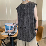 Tanks Men Ripped Y2k Tops American Streetwear Hip Hop Loose Sleeveless Summer Clothes Sporty All-match Handsome Vintage