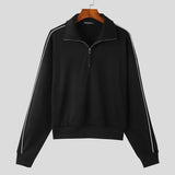 Men Hoodies Solid Color Lapel Long Sleeve Zipper Sweatshirts Loose Streetwear Korean Casual Male Pullovers S-5XL