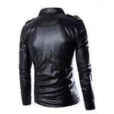 Motorcycle Slim Leather Jacket Men's Leather Jacket British Fashion Men's PU Leather Jacket