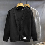 Advanced Fried Dough Twists Stripe V-neck Knitwear Cardigan Coat Men's Solid Sweater Men's Top