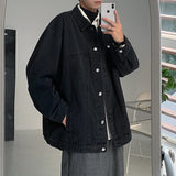 New Jacket Men's Spring and Autumn Denim Coat Korean Version On Clothes Young Student Lapel Fashion Casual Loose Tide Men