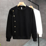 Simple Design Sense White Sweatshirt Men's Trendy Round Neck Bottoming Shirt 2025 Spring Autumn Handsome Men's Hot Top Urban
