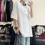 Summer Short Sleeved T-shirt Men Fashion Black White Casual T Shirt Men Streetwear Hip-hop Loose Checkered Tshirt Mens Top