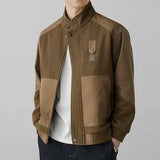 Stand Collar Jackets for Men's Autumn Korean New Trend Short Patchwork Jacket Casual Vintage Simple Knitted Coats Daily Outwear