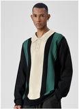 New British Business Men Polo Neck Sweater Light Luxury Commuter Patchwork Knit Long Sleeve Tops Smart Casual Premium Knitwear